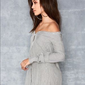 Pinstriped Boyfriend Shirt Mini Dress